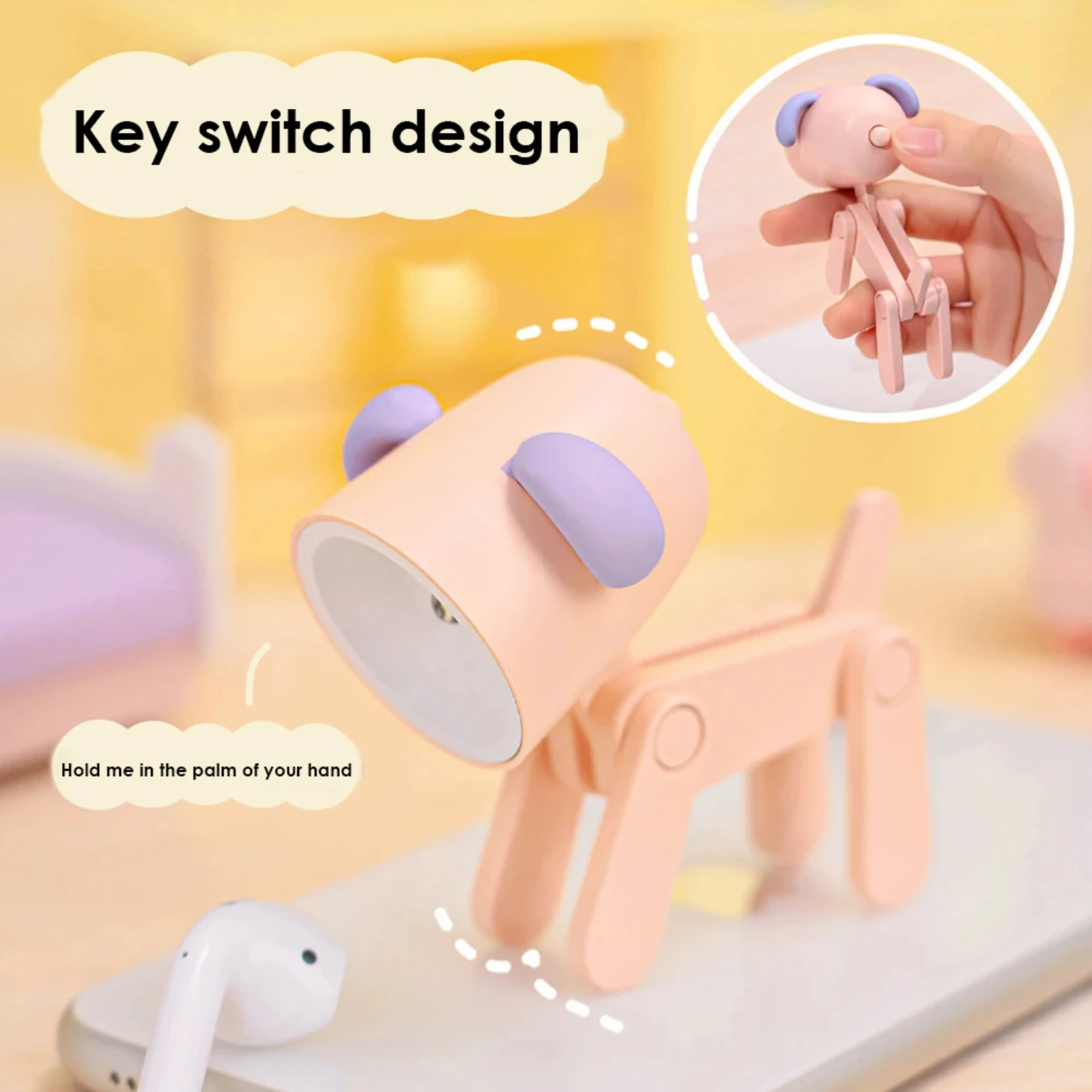 New Kawaii Dog And Deer Shape Eye Protection Lamps Table Lamp  Light Wholesale Room Decor Cute Pet Lights Bedroom Decor Foldable