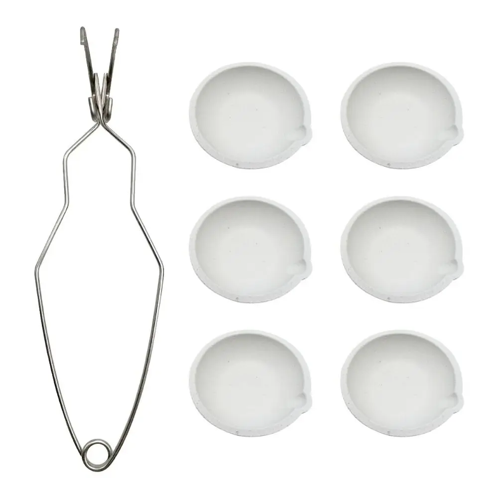 Heat-resistant Quartz Crucible Round with Clip Tongs Handle Melting Bowl Non-stick Flat Bottom Furnace Tools Gold Silver Melting