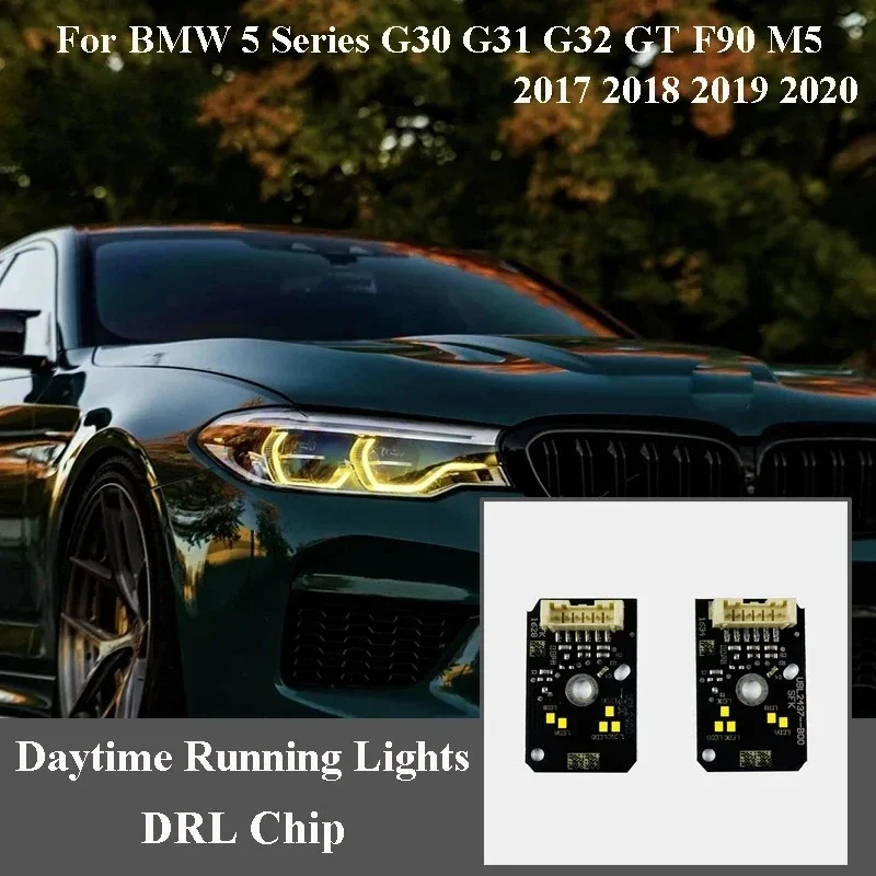 

DRL Boards For 2018-2020 BMW 5 series G30 G31 G32 GT F90 M5 2019 Lemon Yellow Headlight Daytime Running Lights LED Modules Chip