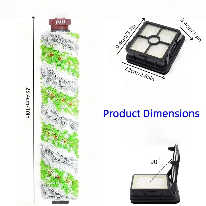 2‑Pack Multi‑Surface Pet Brush Roll + 2‑Pack Vacuum Filters For Bissell CrossWave Pet Pro 2306A / CrossWave 1785 Series
