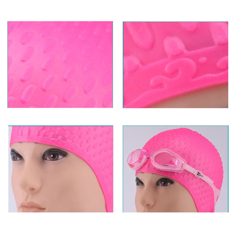 Swimming Caps Men Women Waterproof Large Long Hair Ear Plug Protect Swimming Hats Silicone Swim Cap Swimming Pool Accessories