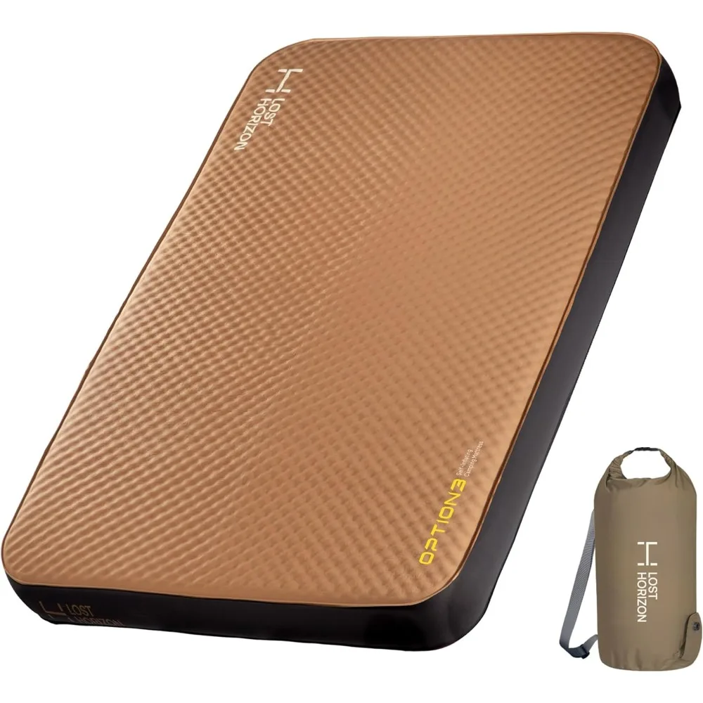 

Air & Foam Camping Mattress, Self-Inflating Sleeping Pad, 4.5" Thick, with Pump Sack, Full