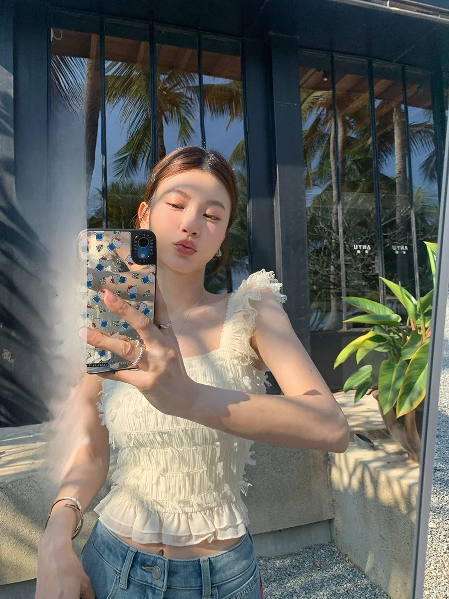 

Женский летний топ Ibell Sweet Knot Strap ter Ne Slim Fit Small Svel из шифона и полиэстера