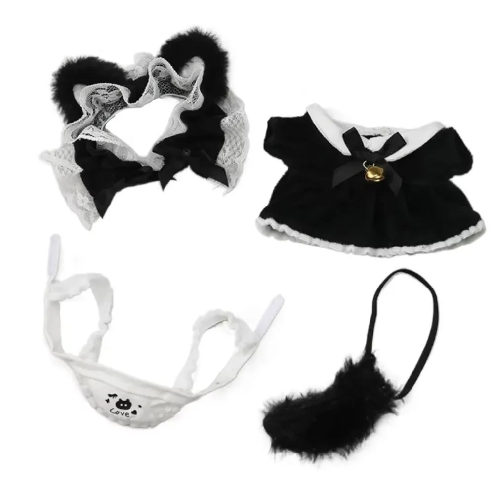 Accessories Cat Little Maid Clothes Bow Skirt Outfit Cat Tail Mini Maid Dress Normal Body Replacement Clothes DIY Gift