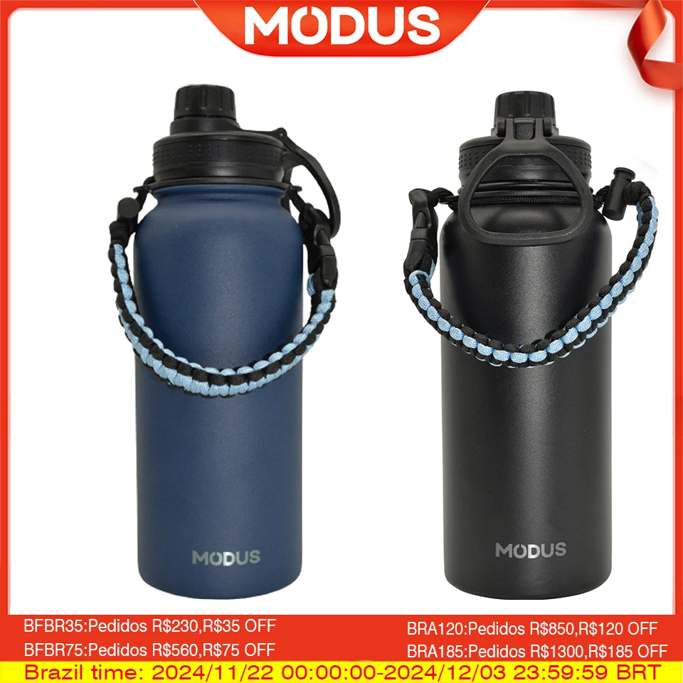 MODUS Stainless Steel Thermal Water Bottle With Portable Rope Sports Cup 1000ml