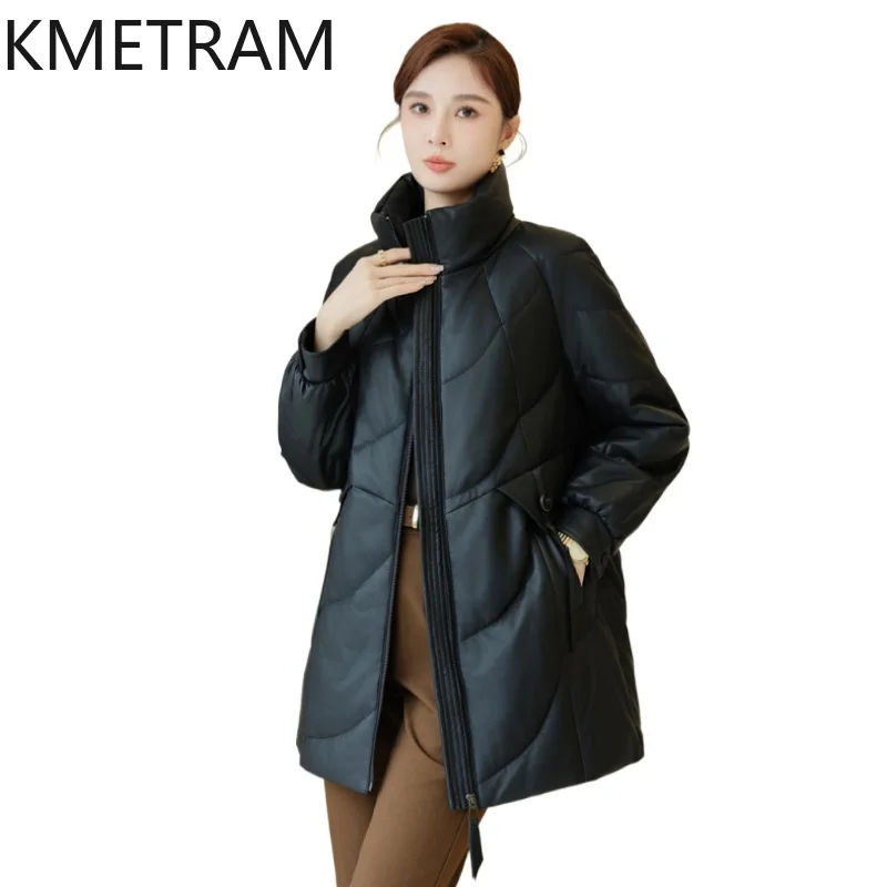 100% Sheepskin Down Coats Women Loose Genuine Leather Mid Length Puffer Jacket Winter Clothes Woman 2025 Outerwears пуховик