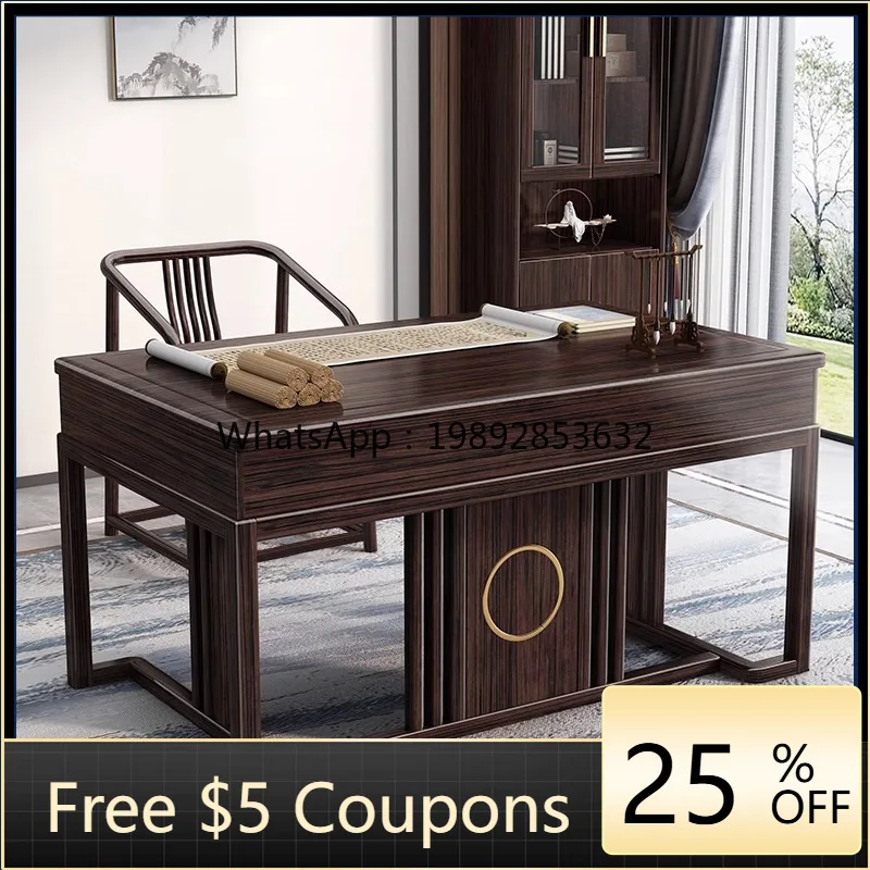 LYY New Chinese Style Solid Wood Desk Home Office Desk Study Furniture Set Combination  Sandalwood Computer  Calligraphy Desk