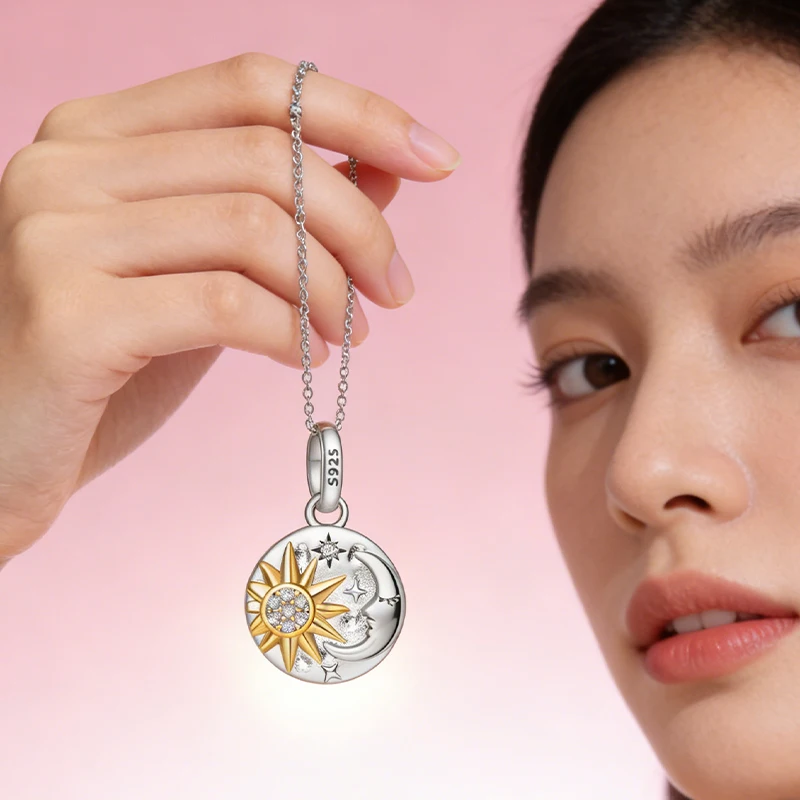 

2026 Popular 925 Sterling Silver Star Moon Amulet Pendant CZ Zircon Dangle Fit Original Bracelet DIY For Women Jewelry Gifts