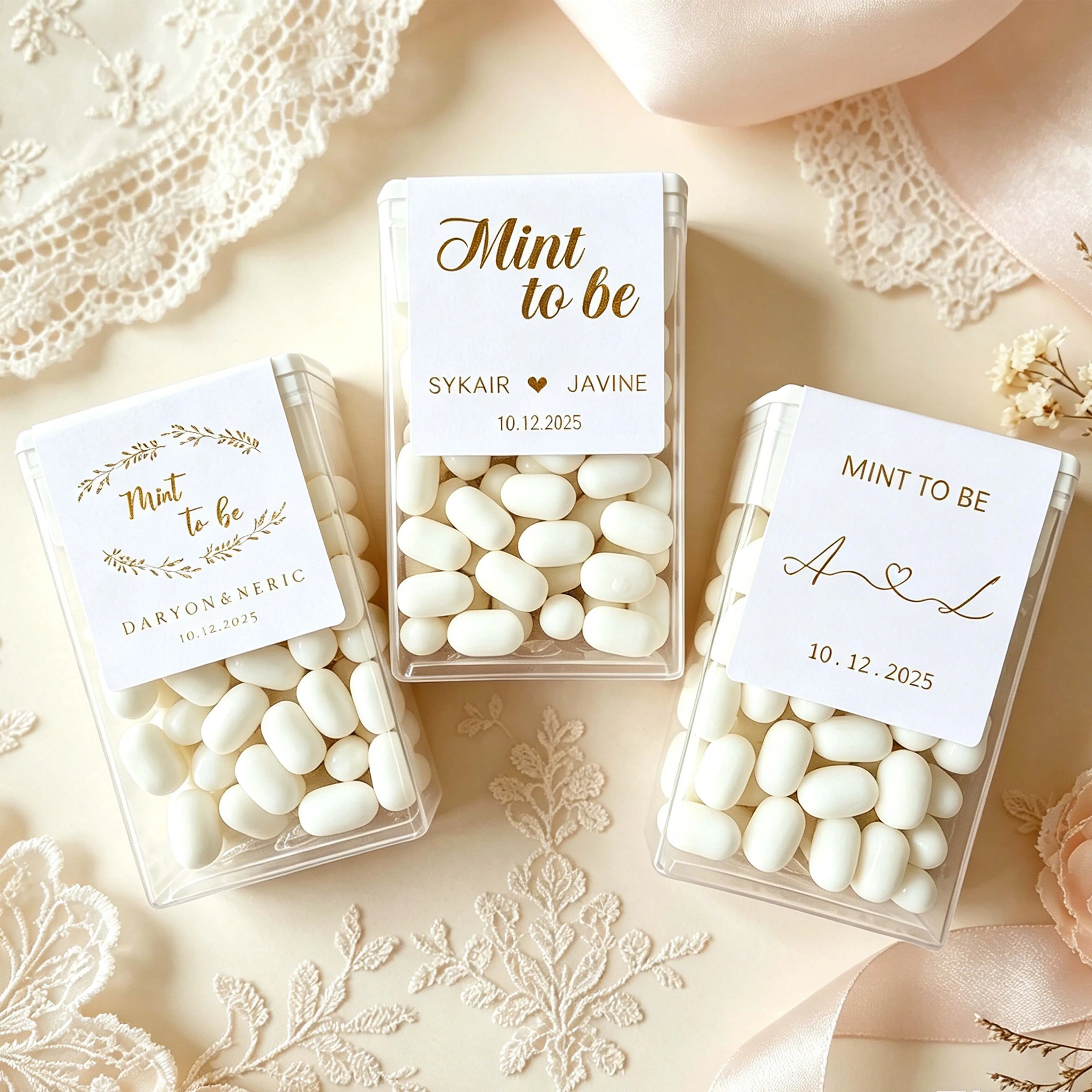 40pcs Personalized 'Mint to Be' Gold Foil Wedding Stickers,Custom Mint Stickers,Creative Decoration for Anniversary Return Gifts