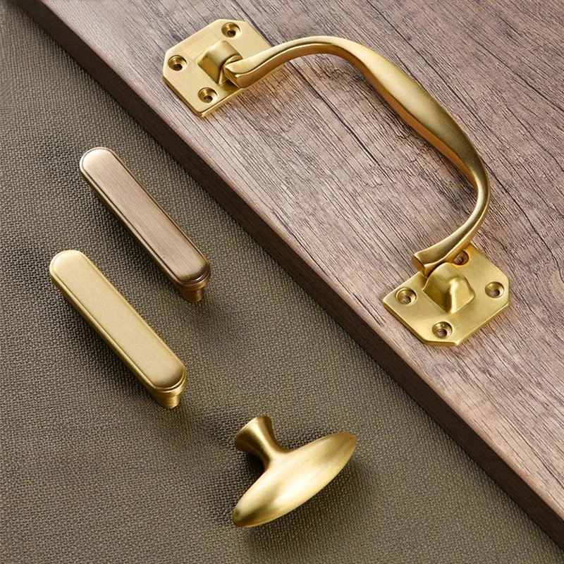 Antique Brass Handles in New Chinese Style for Drawers, Wine Cabinets, Wooden Boxes - Golden Retro Cabinet Door Pulls