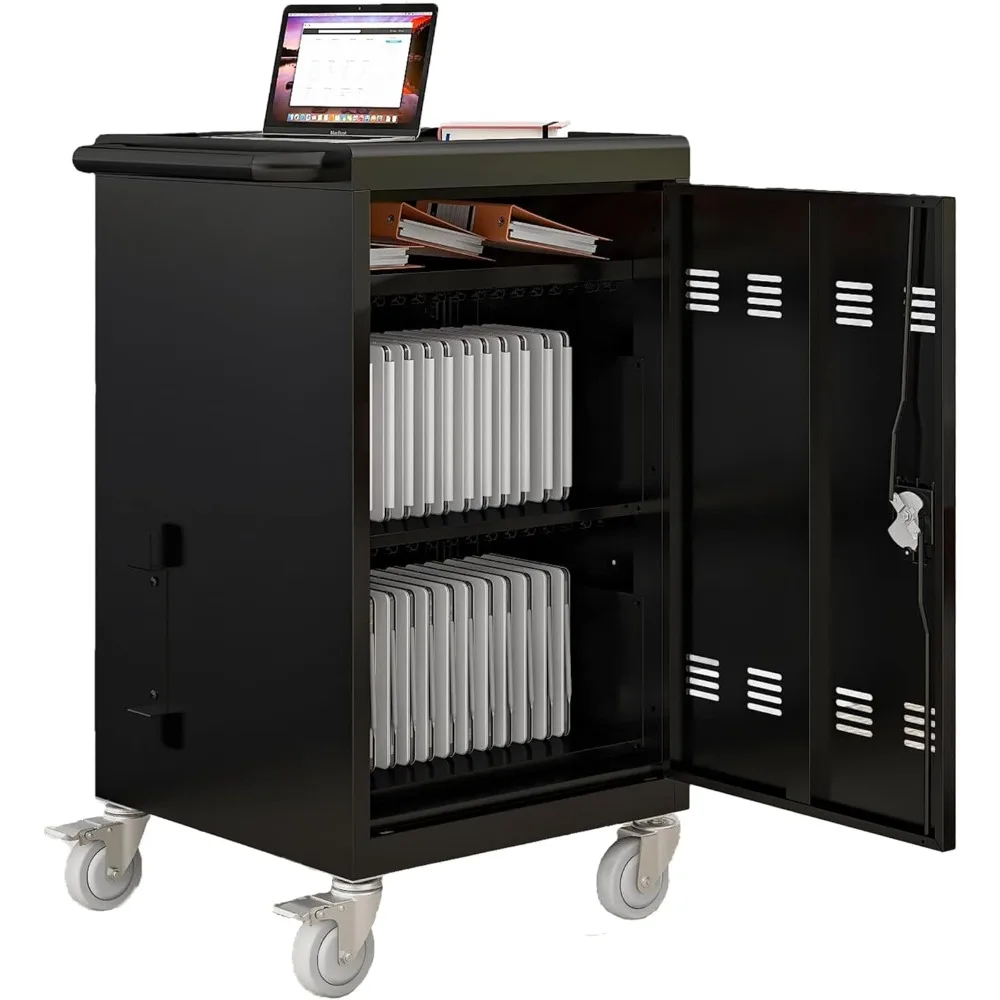 

Тележка для хранения ноутбука и планшета, мобильная тележка для зарядки и шкаф для 32 единиц, размер экрана до 16,3 дюйма, подходит для Chromebook