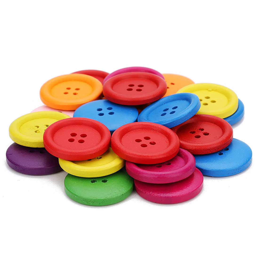 50Pcs/Lot Colorful Wooden Buttons Decorative Sewing Button For DIY Crafts Materials Apparel Sewing Accessories Ornament Supplies