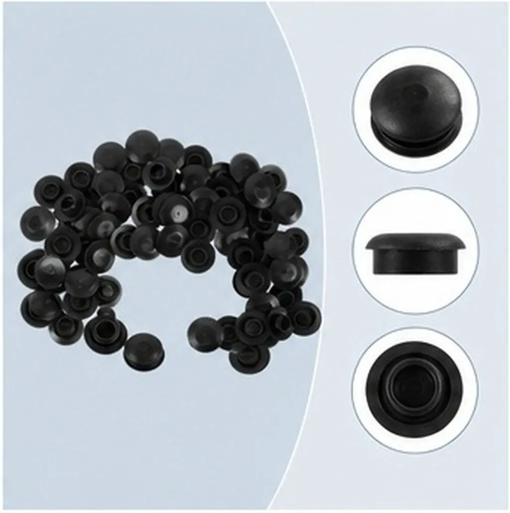 100Pcs Plastic Car Door Hole Sealing Plugs Round Auto Body Stoppers Waterproof Noise Reduction Bumper Protection Black