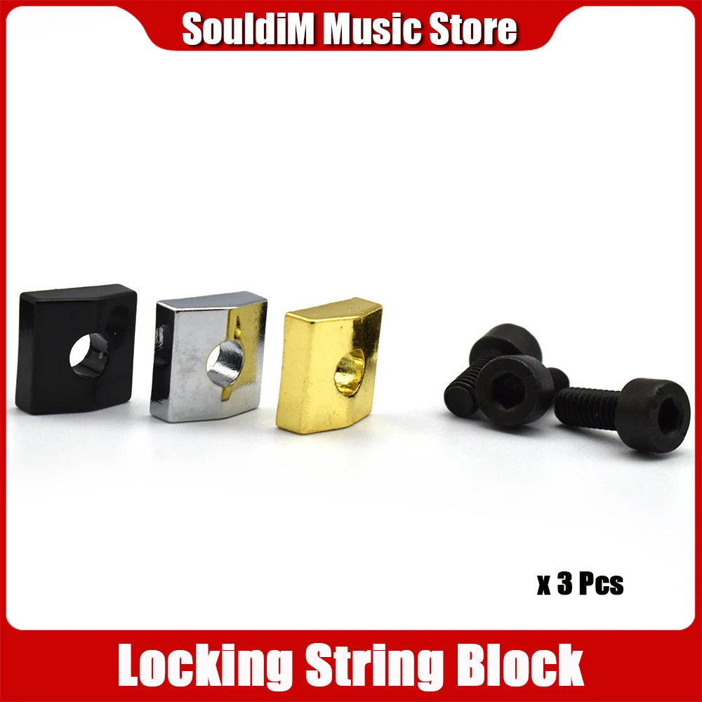 3pcs/Set Electric Guitar Tremolo Bridge String Locks Nut Block Clamp & Hex Screws Guitar Strings Locking System