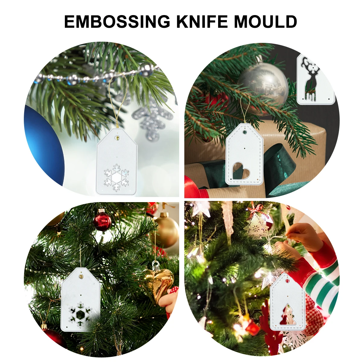 

6pcs Christmas Cutting Dies Stencil Metal Carbon Steel Embossing Crafts Die Cut Diy Tag Bookmark Storage Craft Tools Reusable