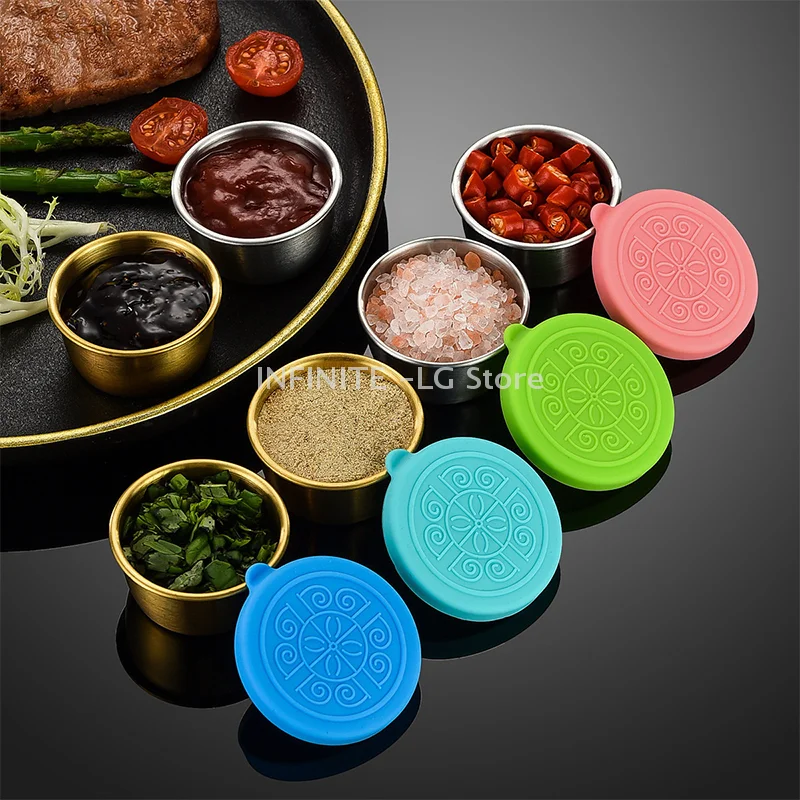 Bandeja de almacenamiento de alimentos de acero inoxidable 304, plato de inmersión de salsa espesa, sartén para aperitivos, plato de Kimchi, olla caliente, plato de condimentos, utensilio de cocina