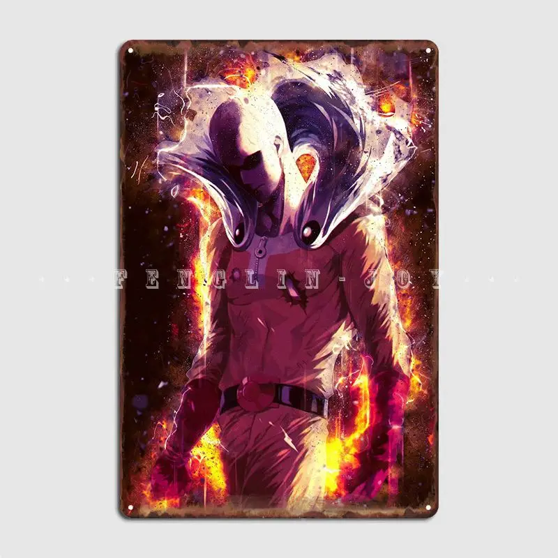 Anime Onepunchman Saitama Metal Plaque Poster Wall Decor Cinema Living Room Custom Living Room Tin Sign Poster