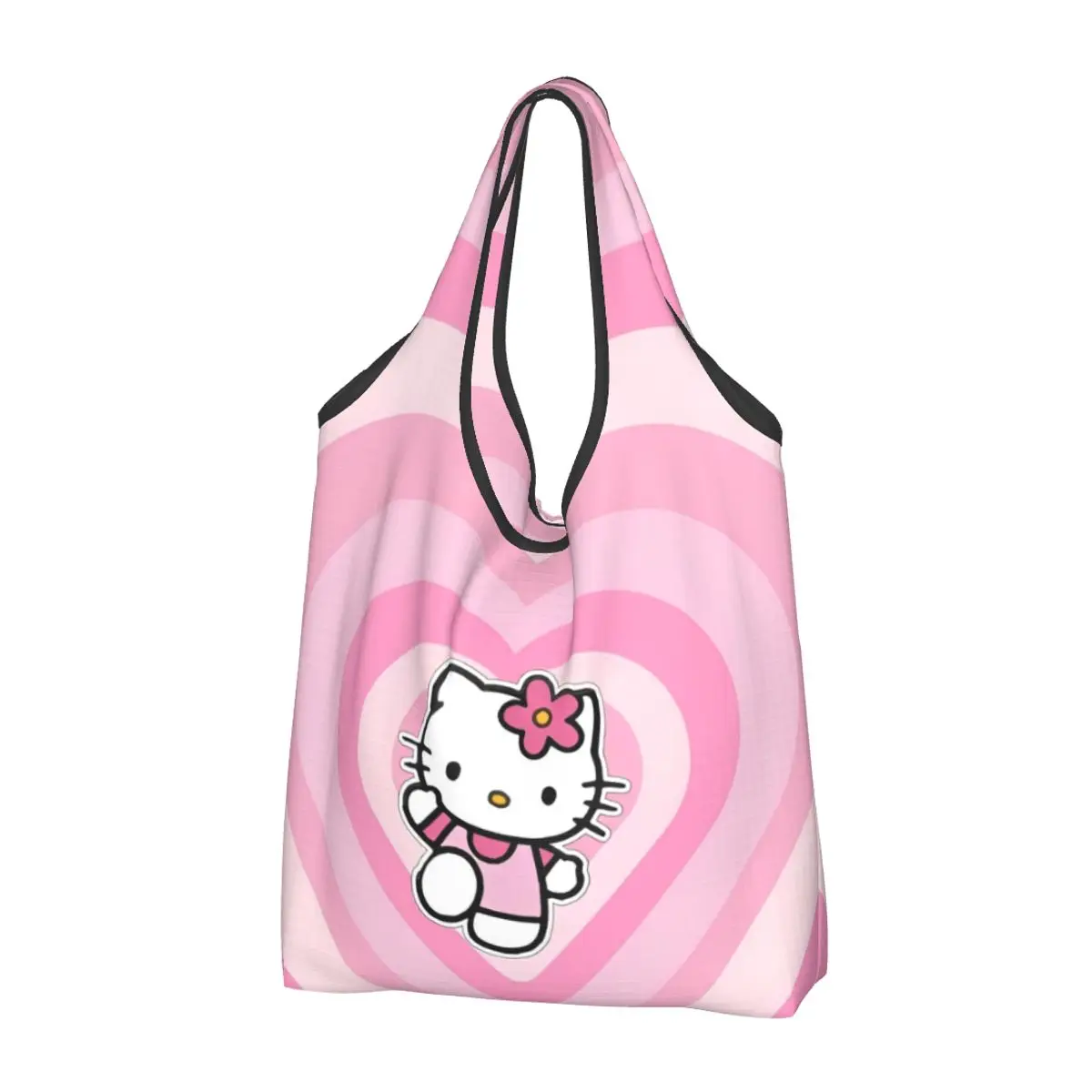

Hello Kitty Say Hello Shopping Bags Foldable Grocery Tote Bags Large Capacity Recycling Bags Washable Handbag