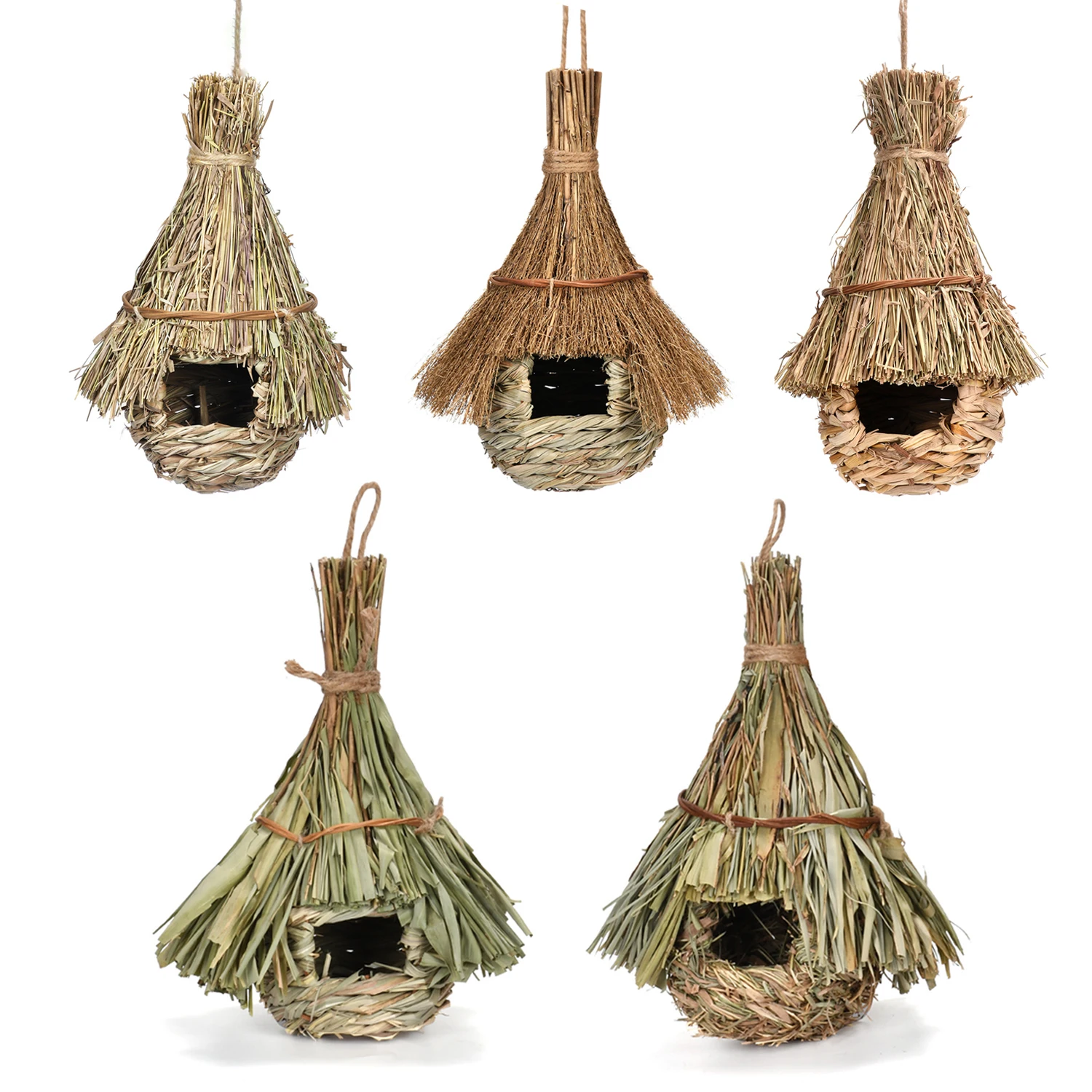 1pcs Handmade bamboo leaf weaving bird nest natural reed hay bird house creative hanging bird nest outdoor gardening decoration