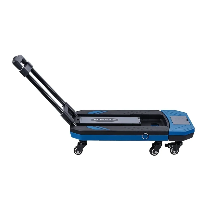 Folding Hand Truck Cart For Moving 300lbs Heavy Duty Luggage Collapsible Platform Cart With 6 Wheels & 2 Ropes