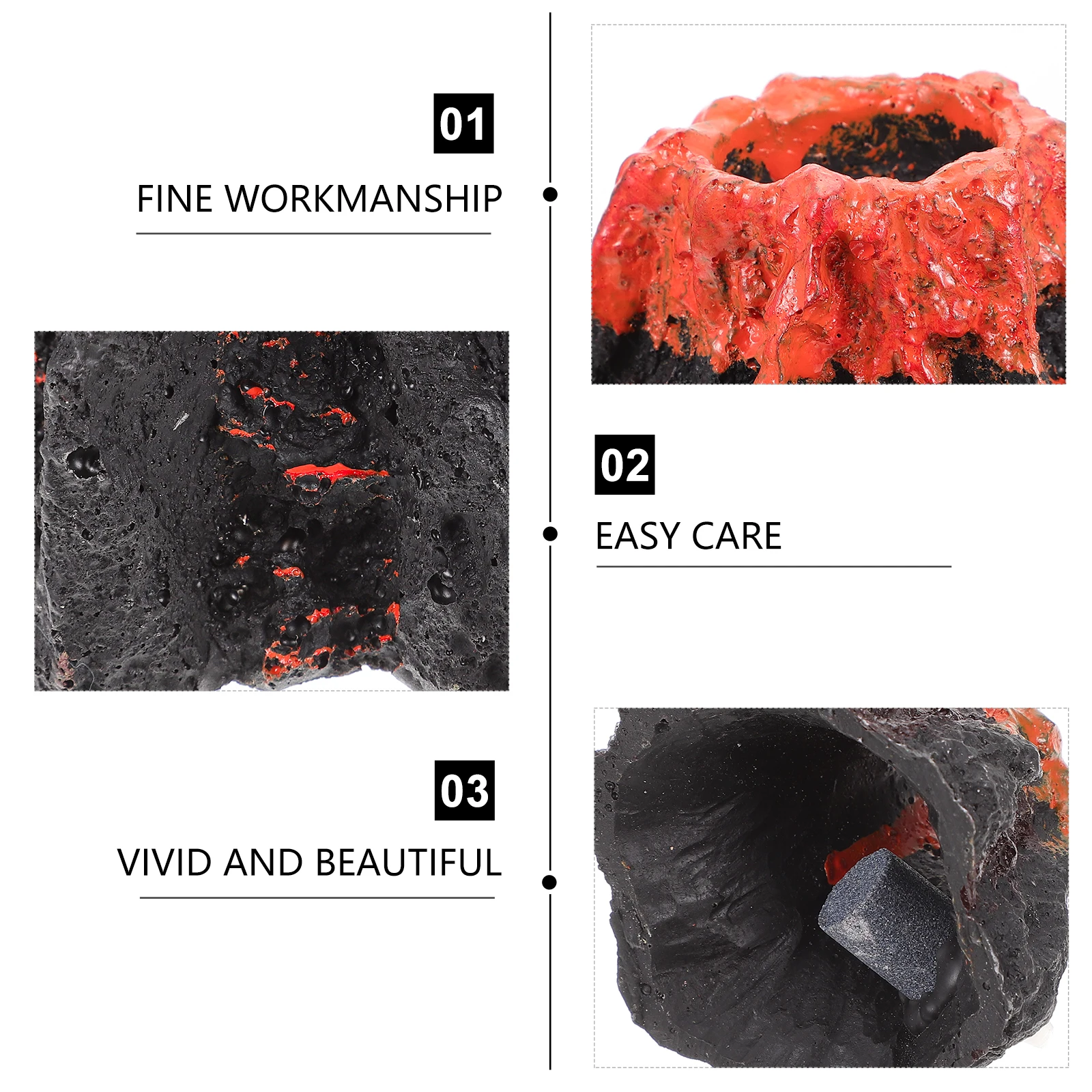 

2Pcs Simulation Volcano Decor for Fish Tank Landscape Aquarium Volcano Ornament Resin Craft Artificial Rockery Housewarming Gift