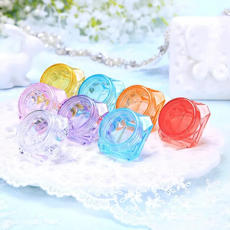 10pcs Diamond Shaped Facial Cream Box Travel Jar Cosmetic Container Cream Lip Balm Refillable Bottle Portable Plastic Jar Vials