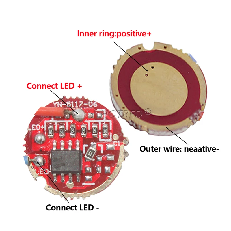 5W LED Flashlight Constant Current Driver Input 3-4.2V Output 3-3.7V 17mm20mm Diameter 1 Mode 5 Mode For 5W LED XPGG2 LG3535 XTE