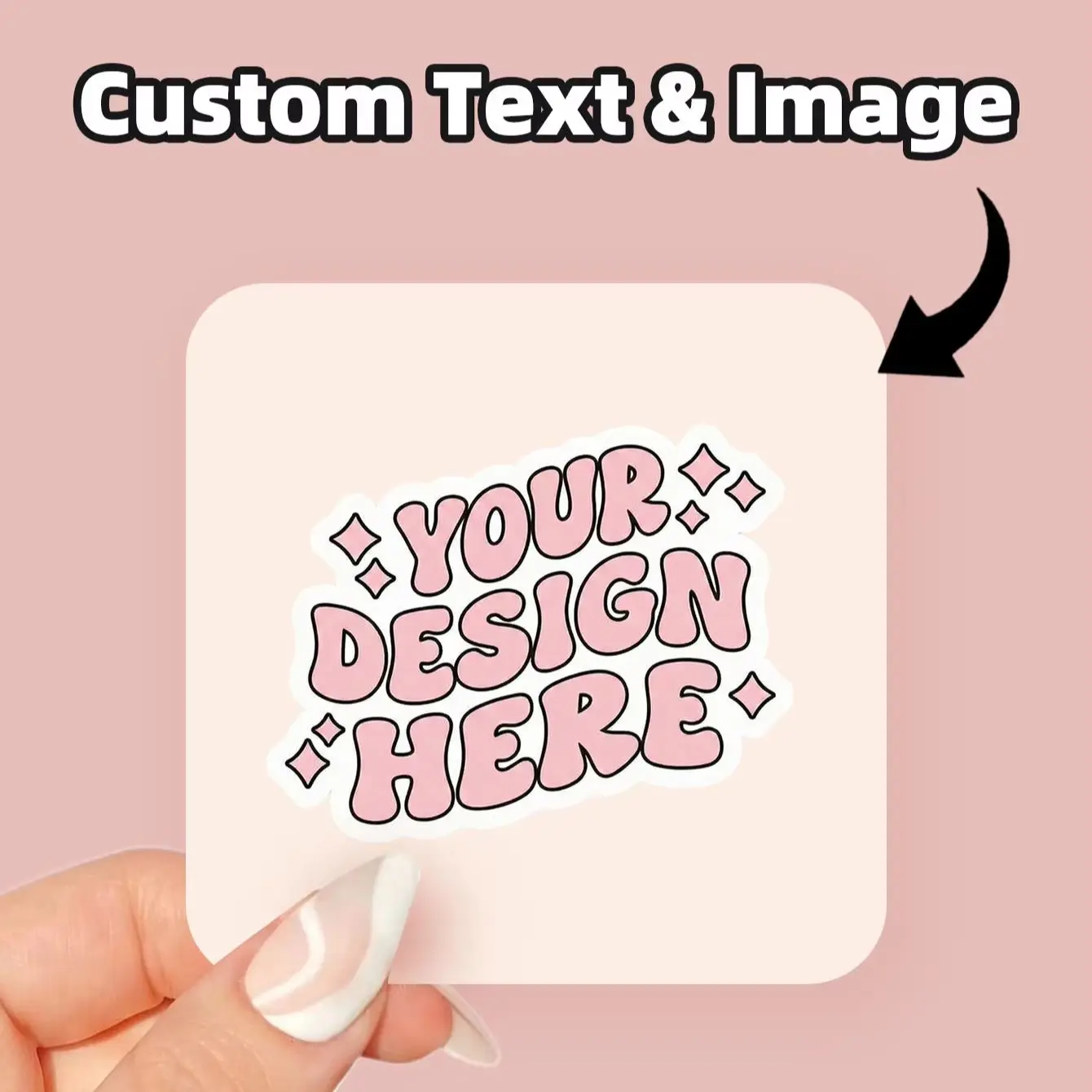 1-100Pcs Square Custom Personalized Text Image Stickers, Home Decor Labels for Closet Labels & Interior DIY Decor