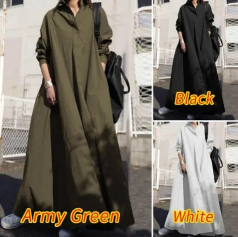 4 colori S-3XL Abito lungo stampato vintage Abito estivo autunnale da donna Camicia a maniche lunghe casual Abiti Abito con risvolto femminile