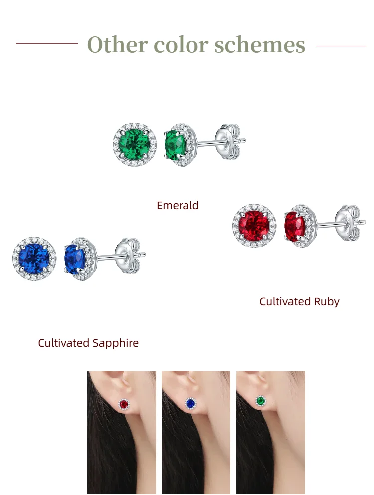 1CT التعميم مختبر نمت الزمرد وأقراط S925 الفضة النقية 18K مطلية بالذهب صديقة للبيئة الأحجار الكريمة والمجوهرات هدية لها #5