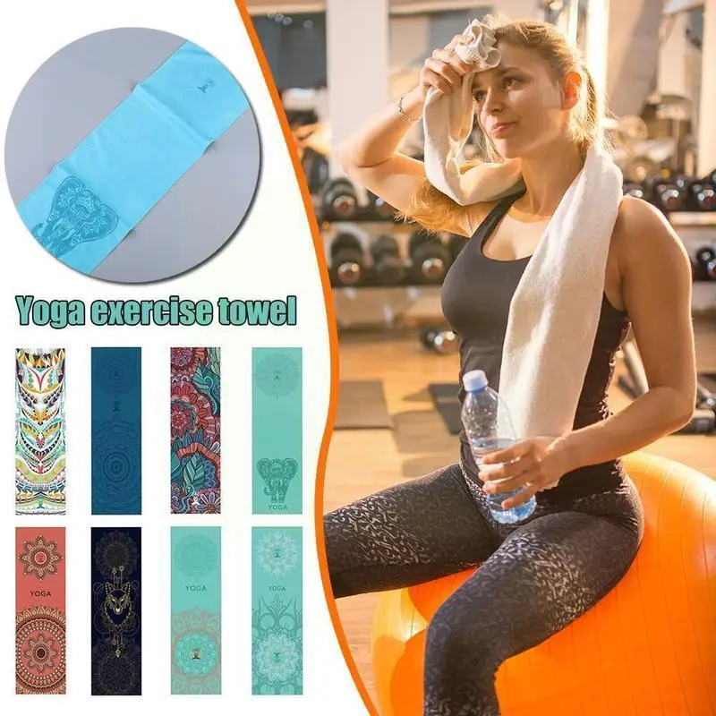 Quick Drying Yoga Towels Portable Fitness Yoga Sports Mat Pattern Towel Mat Indoor Pilates Soft Antislip Sport Print Outdoo W6H2