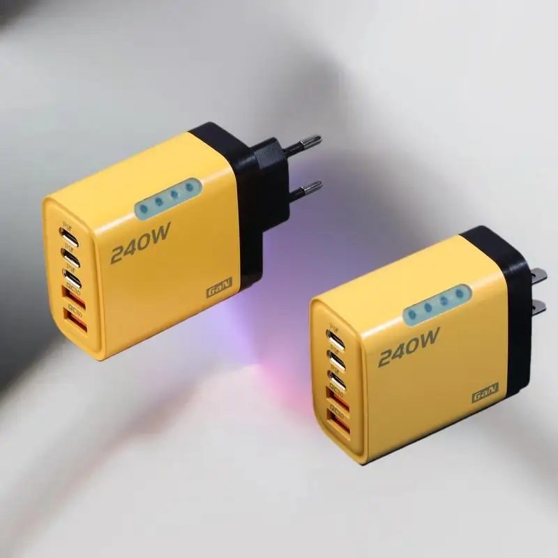 

5 In 1 240W GaN USB C Charger Multi Ports High Speed USB Charging Adapter Quick Charging Phone Charger Power Adapter EU/US Plug