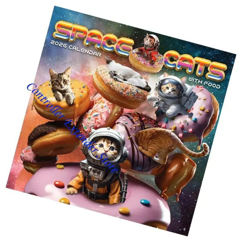 

N84B 2026 Space & Dessert Cats Wall Calendar for Home, Office, Classroom & Gift (1 Book)