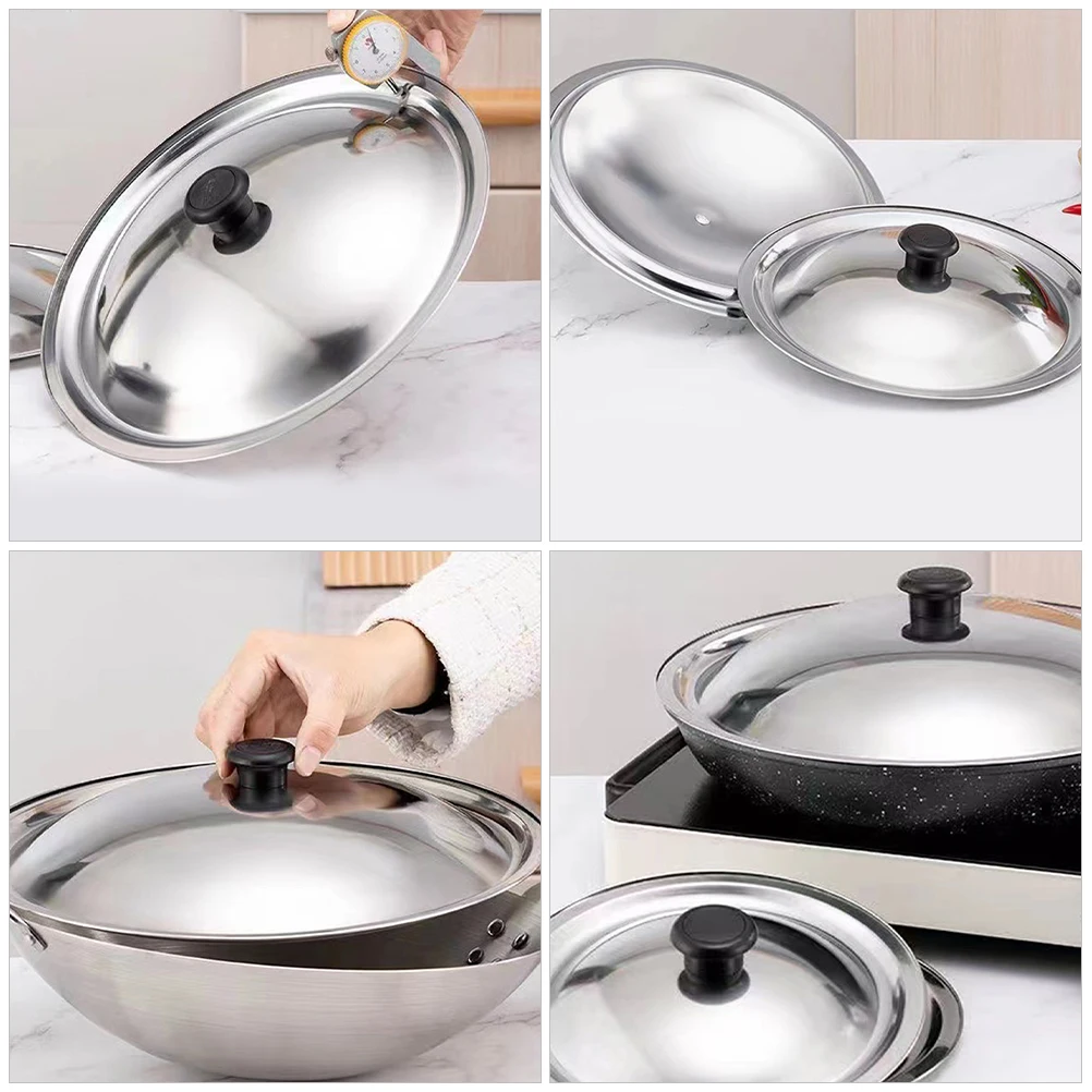 

Stainless Steel Pot Lid Replacement Universal Cover for Pans Frying Cookware Strong Ergonomic Kitchen Utensil Lid Home