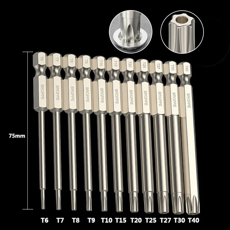 11/12Pcs Torx Screwdriver Set T5-T40 1/4 Inch Security Bit Set Tamper Proof Screwdriver Drill Bit Screw Driver Bits