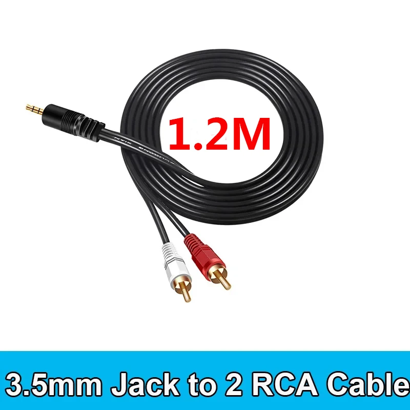 1.2M RCA Cable HiFi Stereo 2RCA to 3.5mm Audio Cable AUX RCA Jack 3.5 Y Splitter for Amplifiers Audio Home Theater Cable RCA