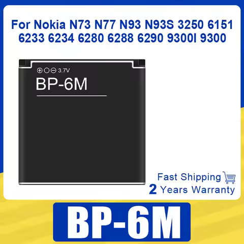 Rechargeable Battery BP-6M phone battery for Nokia N73 N77 N93 N93S 3250 6151 6233 6234 6280 6288 6290 9300I 9300 BP6M Batteria