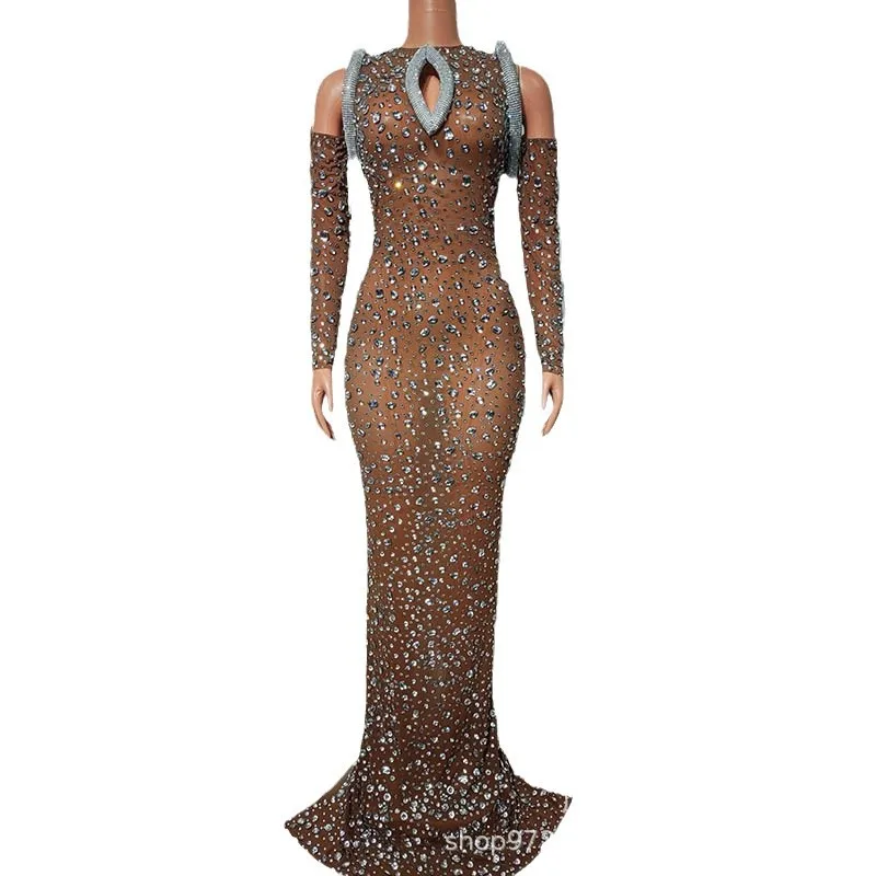 

Высококачественное темпераментное платье в форме змеи с бриллиантами, одежда для выступлений, певица, атмосфера, компания, ежегодное собрание, профессиональная