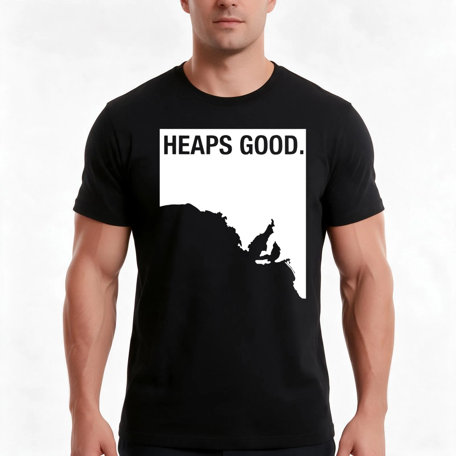 Heaps For Goods Black Tee T-Shirt, Summer Casual Cotton Tee, Oversized Streetwear Tops, Vintage Graphic Print, Unisex Men Women