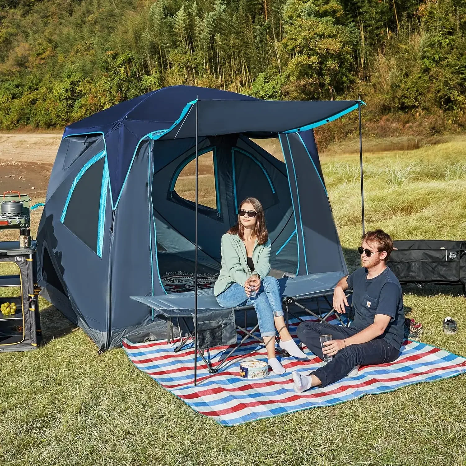 

(special offer) Instant Pop Up Hub Tent,4 Person Portable Resistant Camping Tent,Easy Up Tents with Rain Fly and Carry Bag