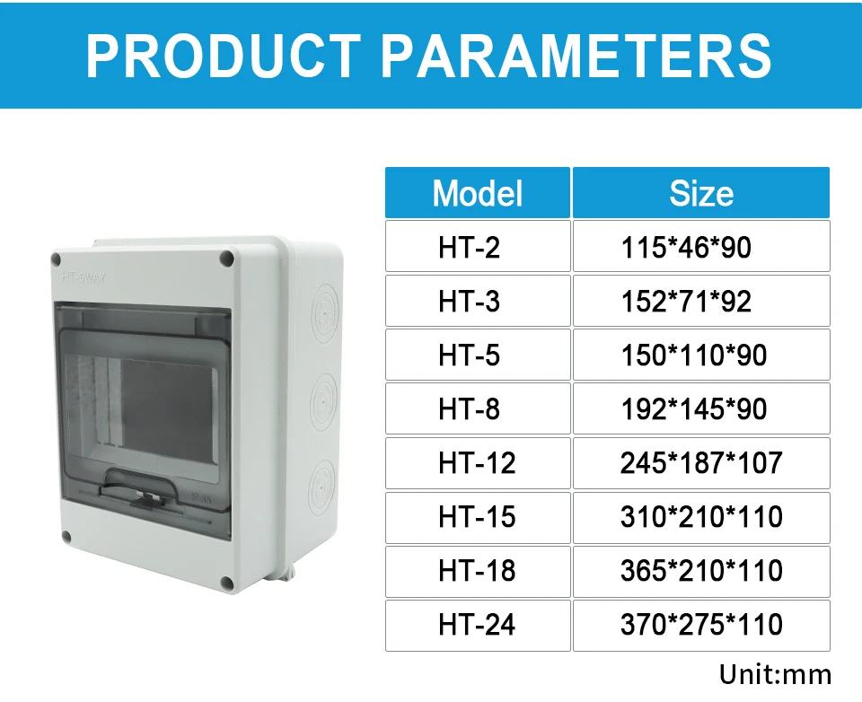 OMCH HT Serie IP65 Wasserdichte Verteilerdose ABS Elektrische Anschlussdose Outdoor-Schutzschaltergehäuse 2-24 Wege – Detail 4