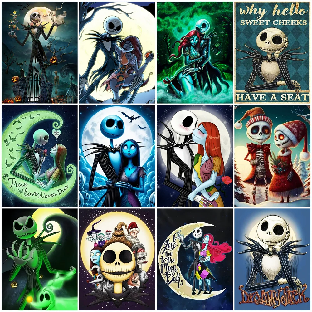 

Картина Диснея с номером «Кошмар перед Рождеством» на Хэллоуин, сделай сам, подарок, рисунок на холсте, мультяшный современный домашний декор