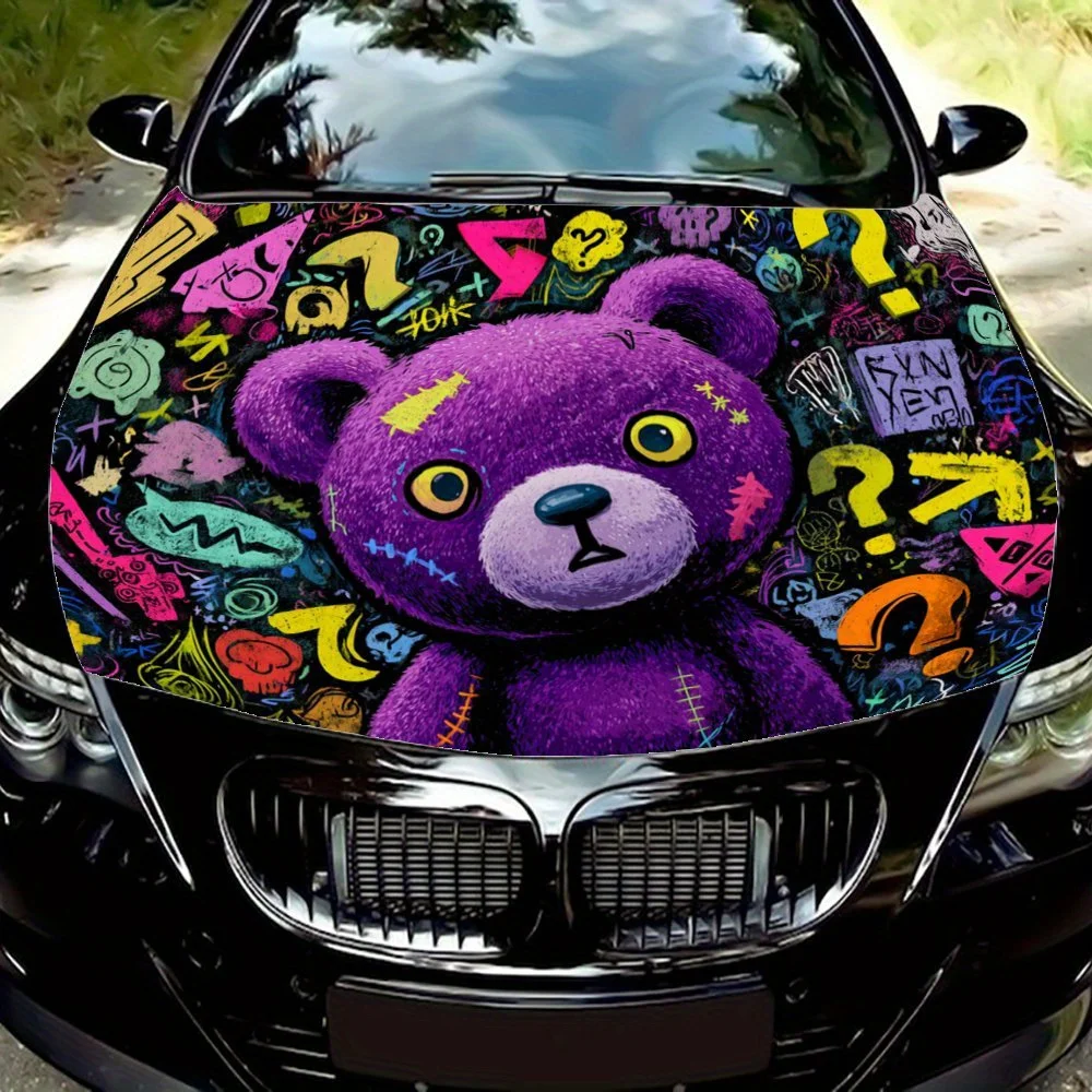 

Graffiti Style Question Mark Purple Bear Car Hood Decal Sticker - Durable Vinyl Wrap, Splash-Resistant & Easy Removal, Fits All