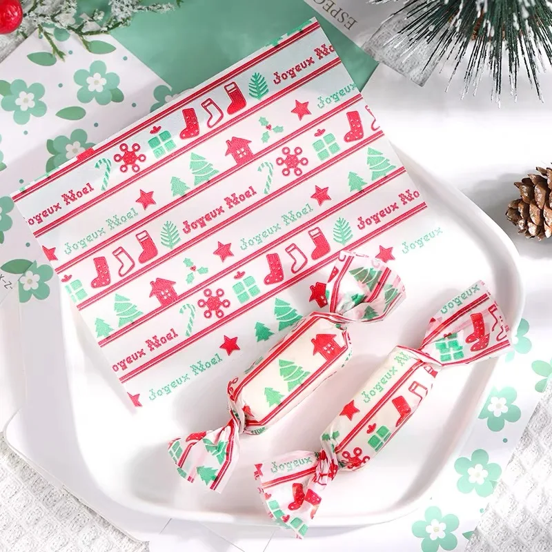 

500Pcs Christmas Party Handmade Candy Wrappers Twisting Wax Paper DIY Caramel Baking Nougat Wrapping Paper for Christmas