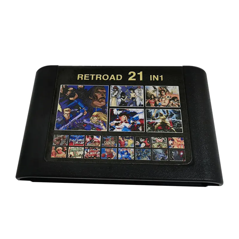 16 Bit Multicart - Super 21 in 1 Genesis Games Cartridge - For PAL and NTSC Classic Genesis Mega Drive 2 Console