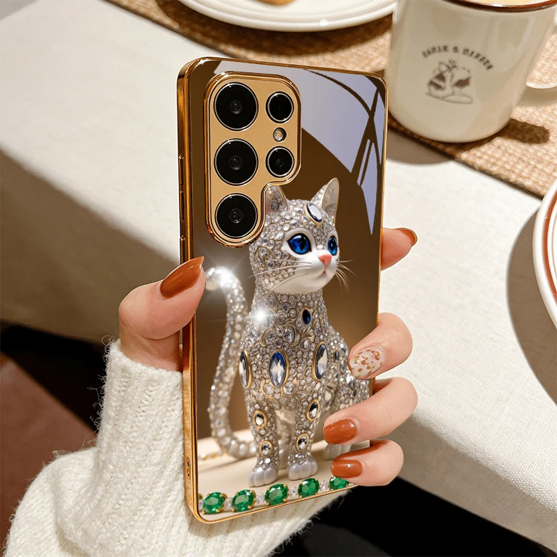 Diamond Glow Art Golden Phone Case For Samsung A50/A51/A52/A53/A54/A55/A56/A57/A71/A72/A73/A31/A32/A34/A36/A37/A30s Glass Cover view 3