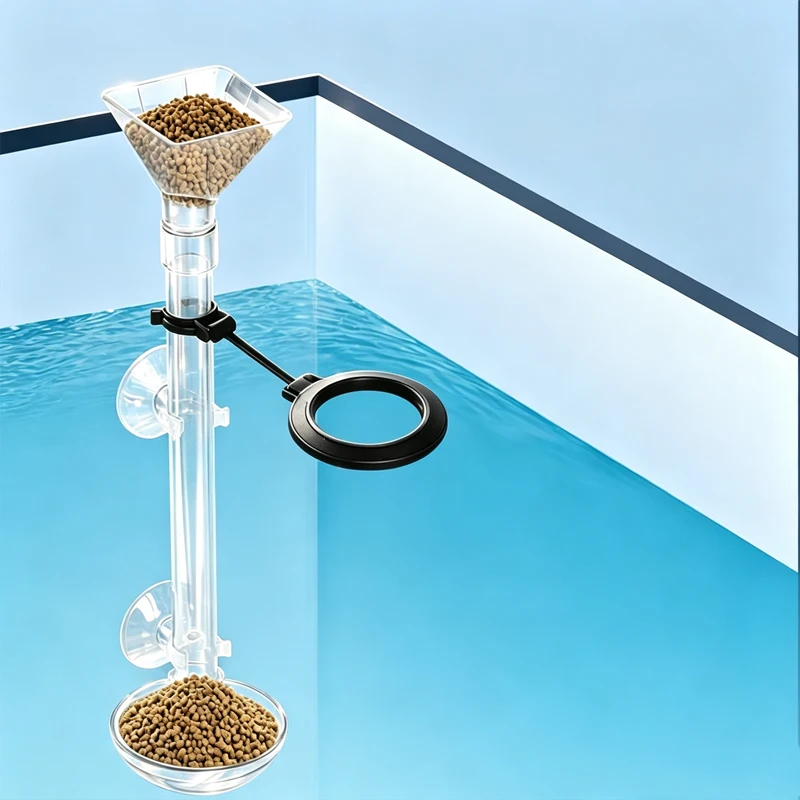 Acrylic Aquarium Fish Feeder Transparent Tube Telescopic Multifunctional  Fish Tank Food Dispenser with Feeding Ring