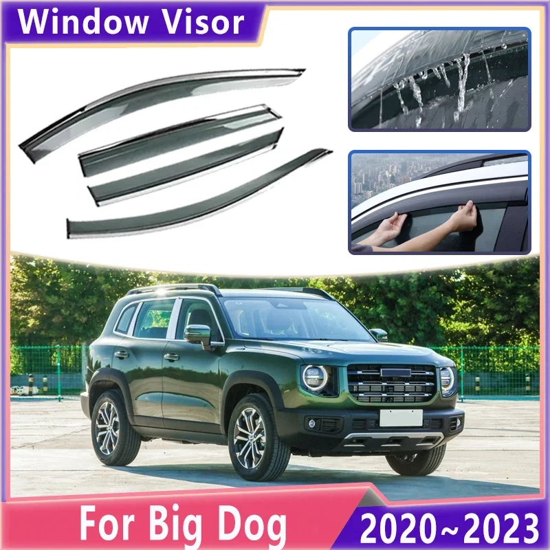 

Transparent Car Door Visor For Haval Dargo Big Dog MK1 2020 2021 2022 2023 Sun Rain Shield Window Deflector Cover Accessories 4X