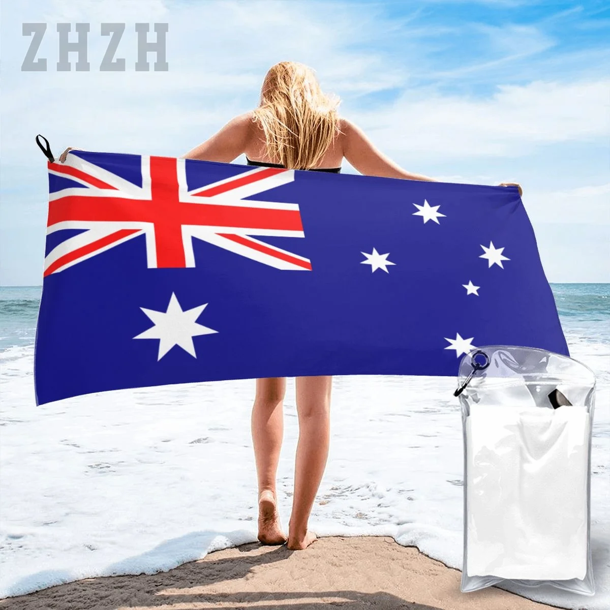More Design Australia Flag Emblem Bath Towel Quick dry Microfiber Absorbing Soft Water Breathable Beach Swimming Bathroom