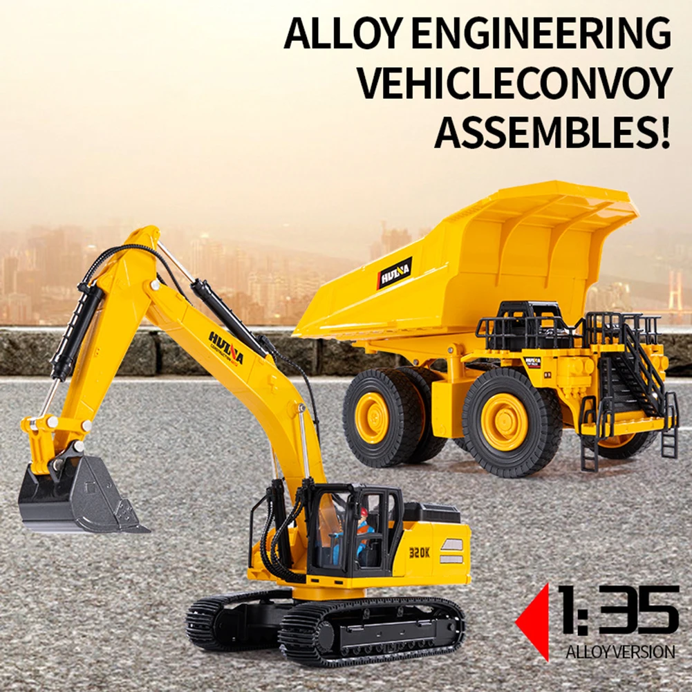 

1:35 Simulation Engineering Vehicle Excavator Dump Truck Model Ornaments Birthday Christmas Gifts For Kids